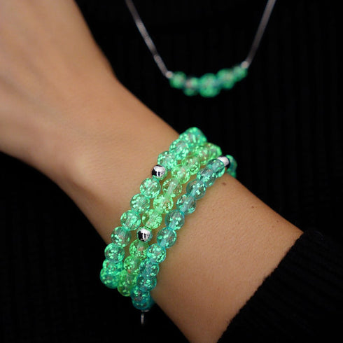 À feuilles persistantes | Argent sterling .925 | Bracelet Verre Luciole